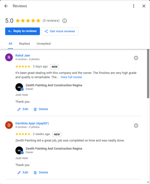 Google Reviews For Zenith Painting Google Reviews For Zenith Painting